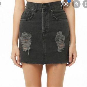 Distressed denim skirt